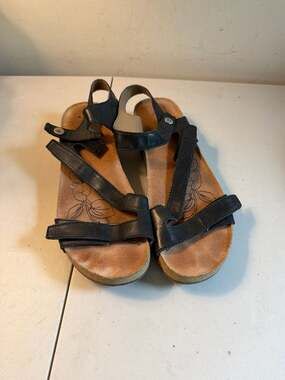 Josef Seibel Tonga 25 Black Leather Multi-Strap Comfort Sandals Size 10 US EU 41